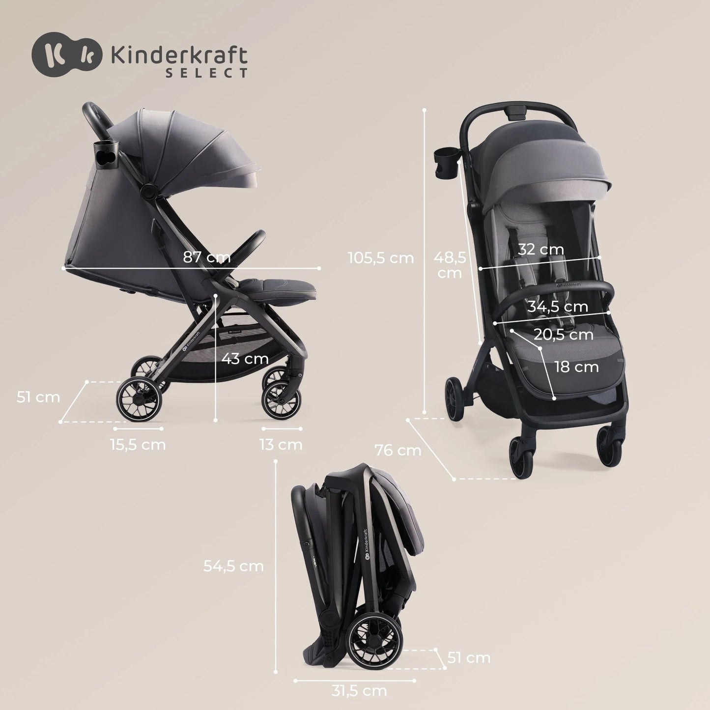 Coche Compacto Nubi 2 Grey - KinderKraft