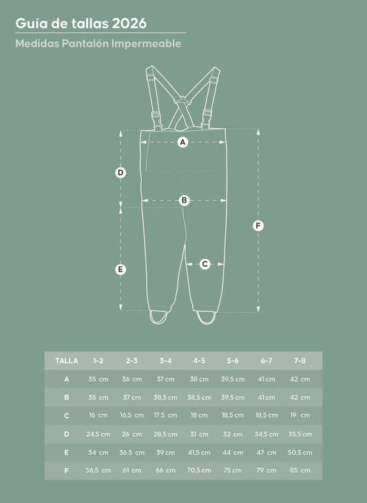 PANTALÓN JARDINERA IMPERMEABLE PARA NIÑOS NIÑAS VERDE