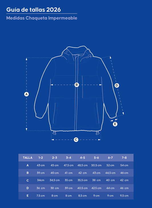 CHAQUETA IMPERMEABLE PARA NIÑOS Y NIÑAS AZUL