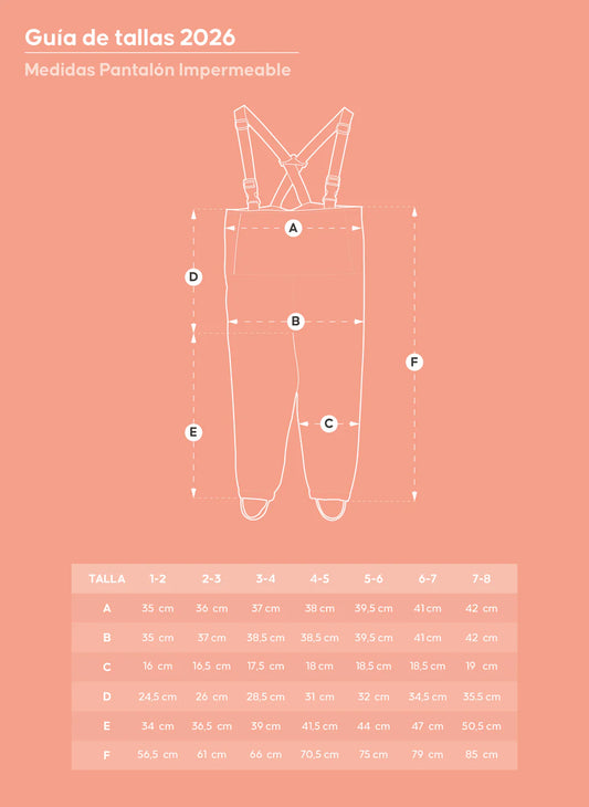 PANTALÓN JARDINERA IMPERMEABLE PARA NIÑOS NIÑAS ROSA