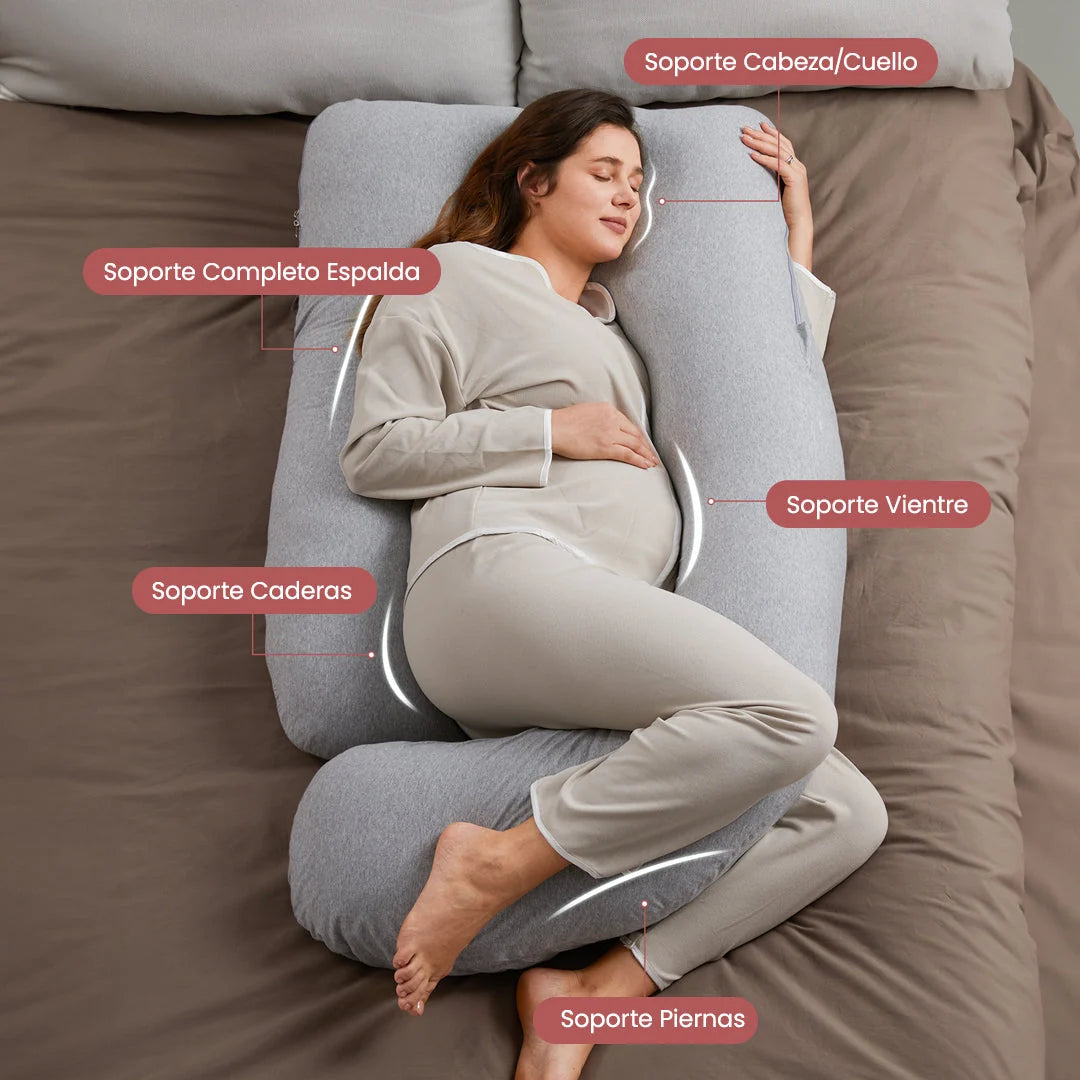 Almohada de embarazo forma de U con tela refrescante - Momcozy