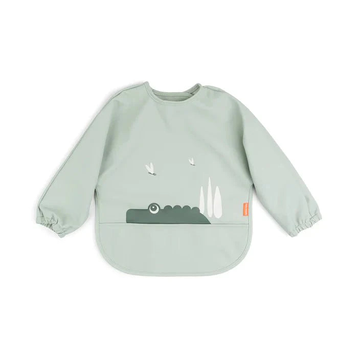 Babero grande con mangas y bolsillo Croco verde 6-18 meses