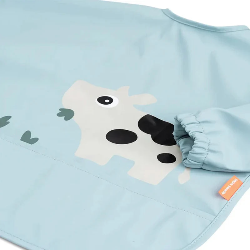 Babero grande con mangas y bolsillo Tiny Farm azul 6-18 meses