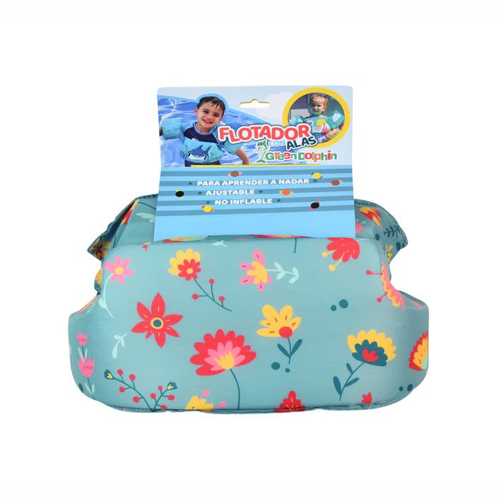 Flotador con Alitas Flores Celeste - Green Dolphin