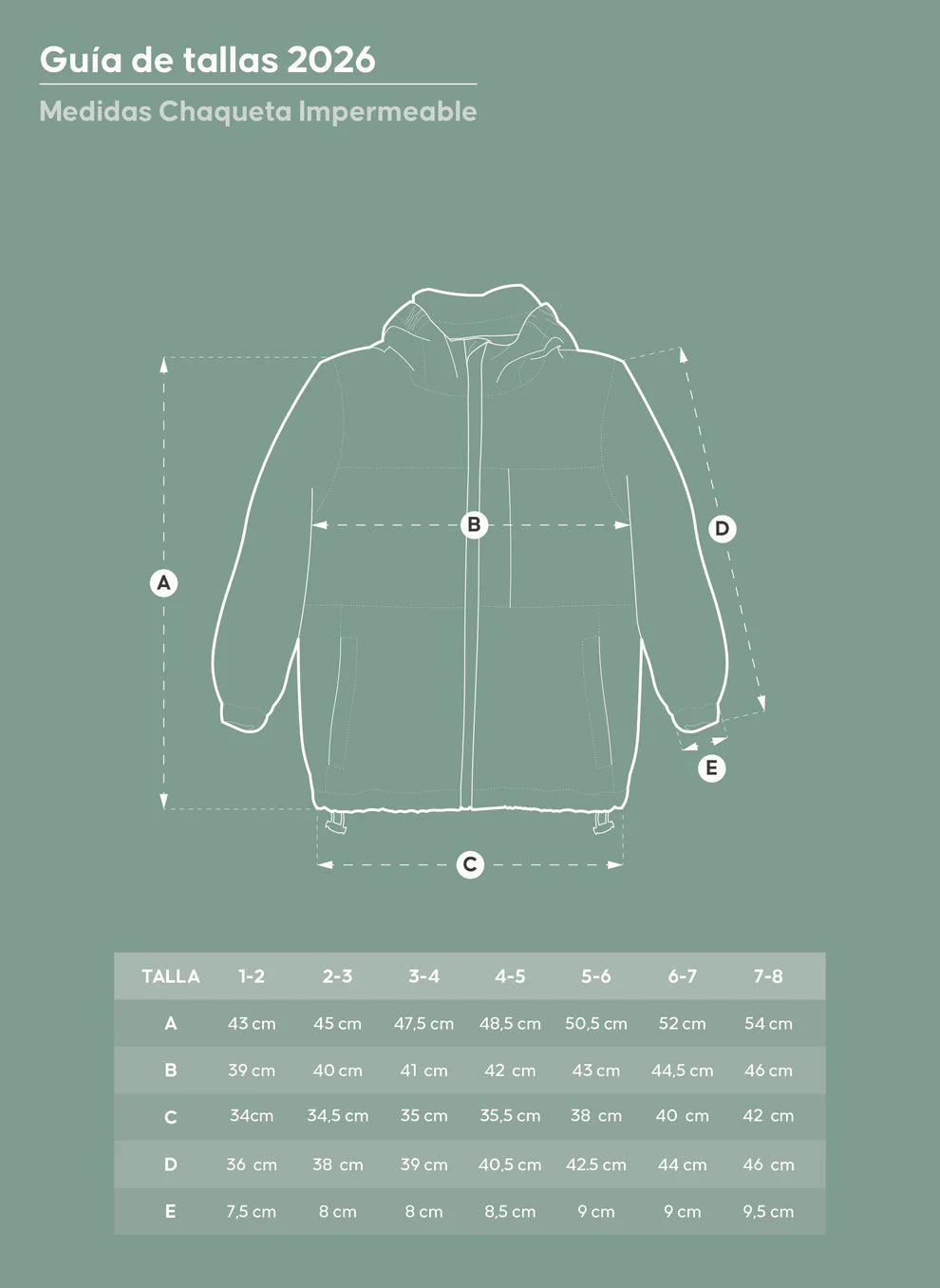 CHAQUETA IMPERMEABLE PARA NIÑOS Y NIÑAS VERDE