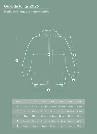 CHAQUETA IMPERMEABLE PARA NIÑOS Y NIÑAS VERDE