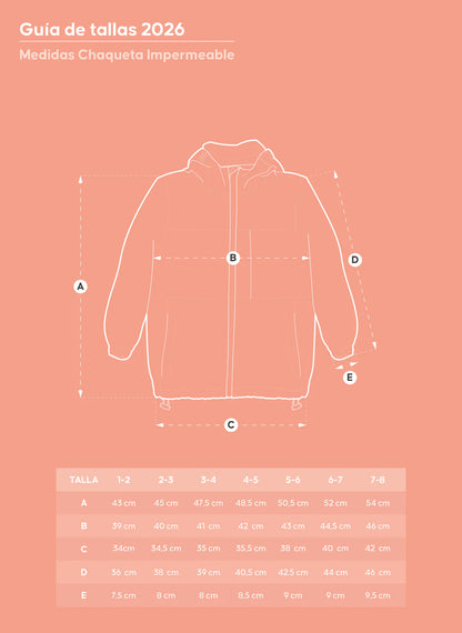 CHAQUETA IMPERMEABLE PARA NIÑOS Y NIÑAS ROSA