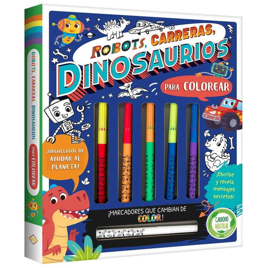 ROBOTS CARRERAS DINOSAURIOS PARA COLOREAR
