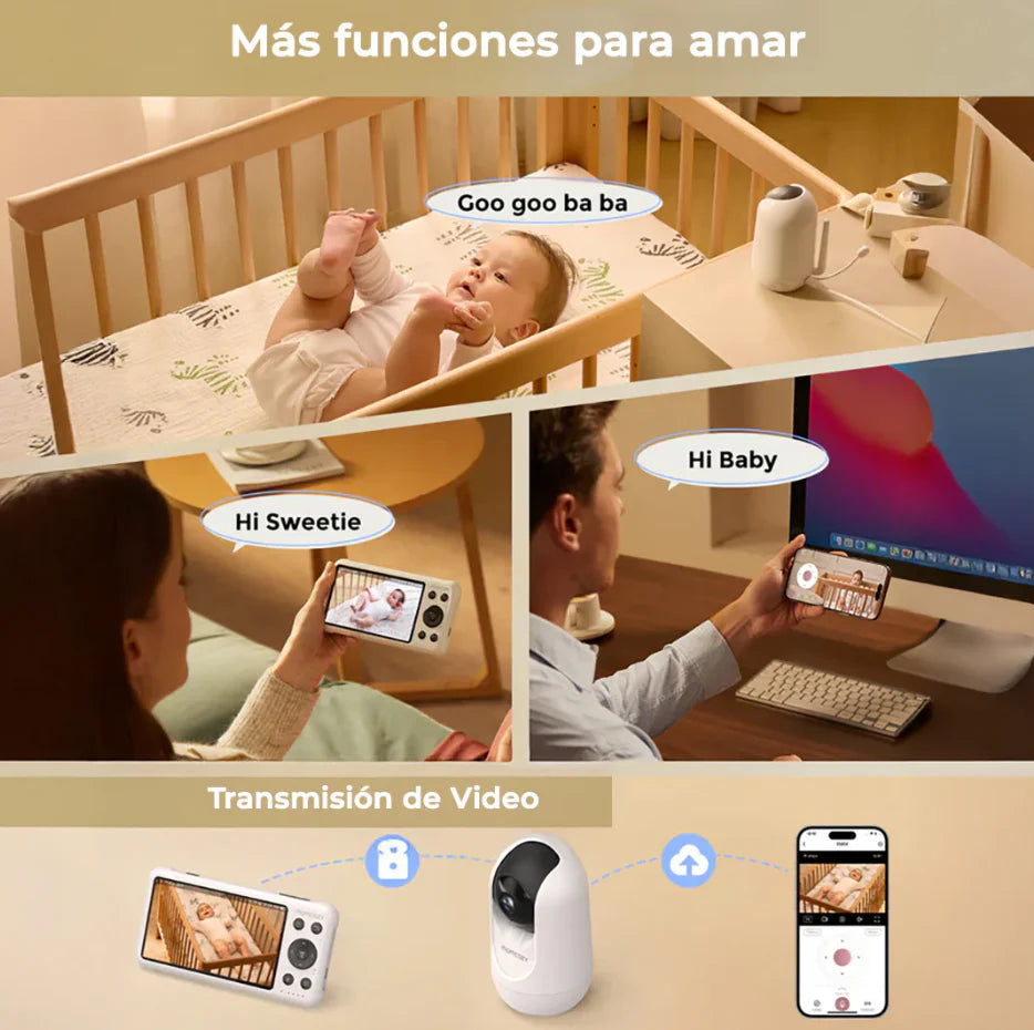 Monitor de Bebe Full HD Wi-Fi 5" MomCozy