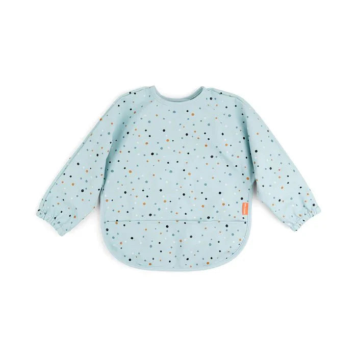 Babero grande con mangas y bolsillo Happy Dots azul 6-18 meses
