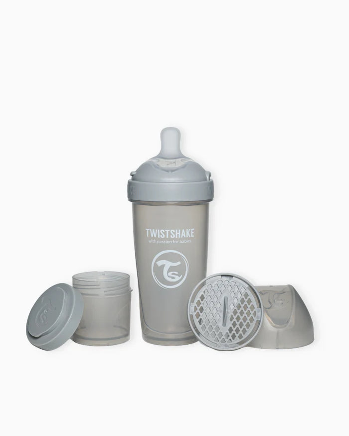 Mamadera Twistshake Double Pro 330ml Gris