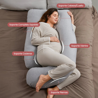 Almohada de embarazo forma de U con tela refrescante - Momcozy