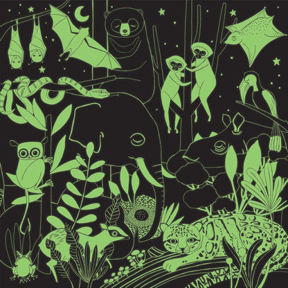 Puzzle 500Pcs brilla en la oscuridad - La jungla iluminada -Mudpuppy
