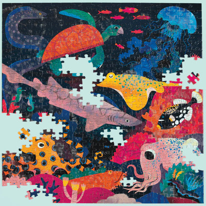 Puzzle 500Pcs brilla en la oscuridad -Océano Iluminado - Mudpuppy