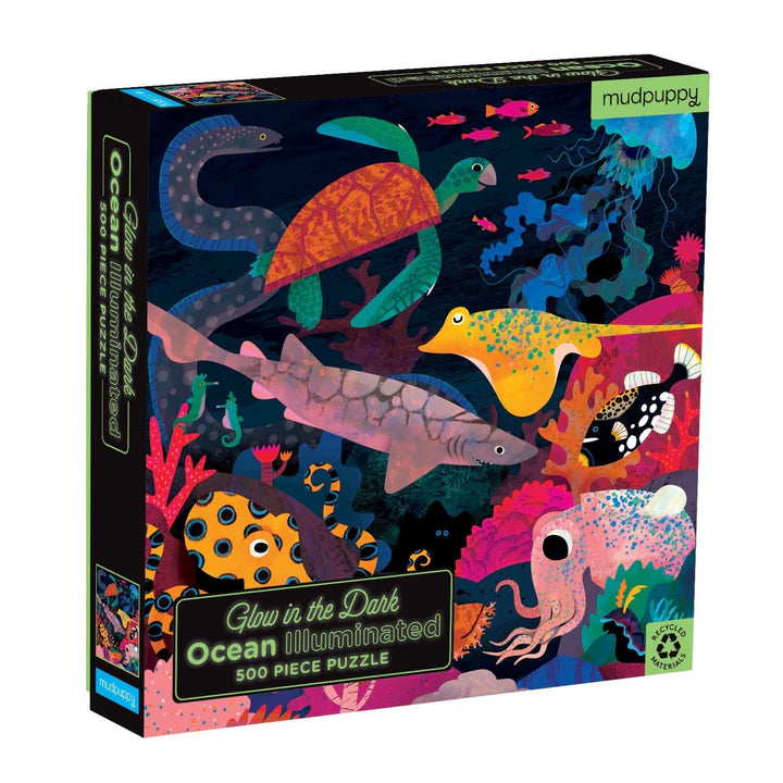 Puzzle 500Pcs brilla en la oscuridad -Océano Iluminado - Mudpuppy