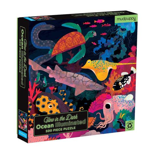 Puzzle 500Pcs brilla en la oscuridad -Océano Iluminado - Mudpuppy