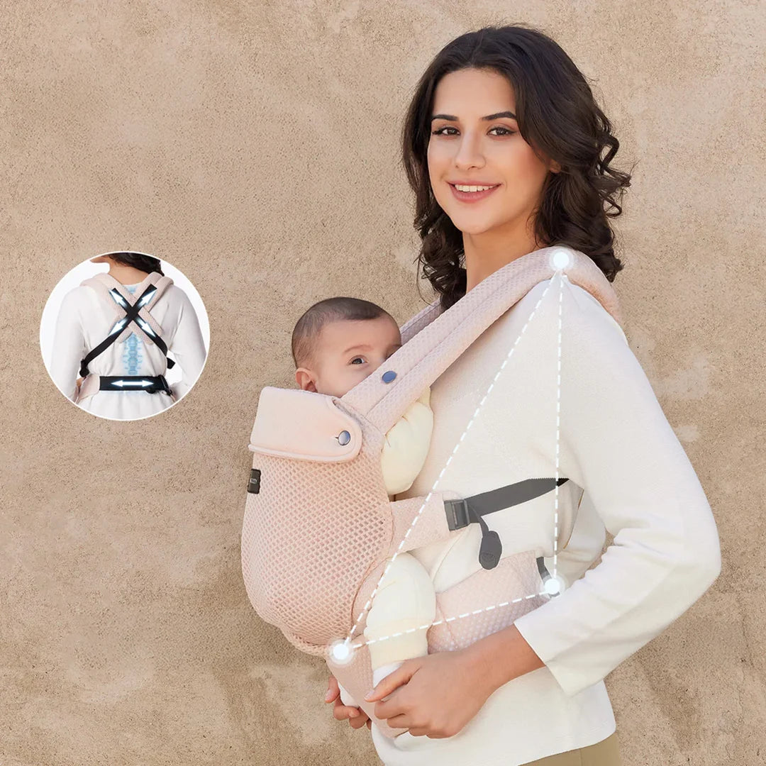 Portabebé 3 en 1 PureHug Malla Rosa - Momcozy