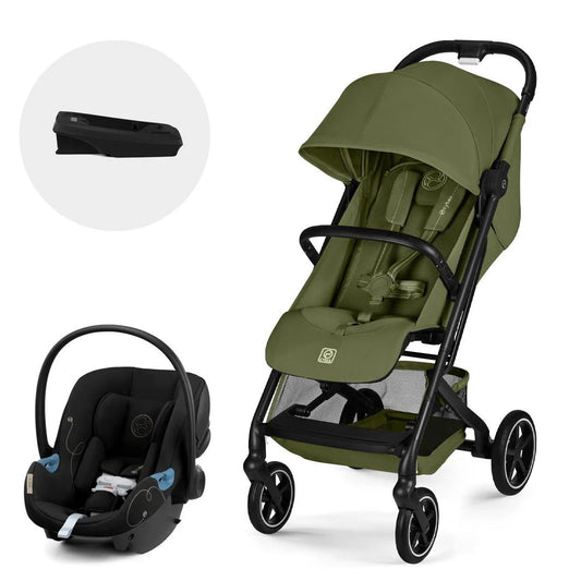 Coche Travel System Beezy + Aton G + Base Black Moss Green Cybex