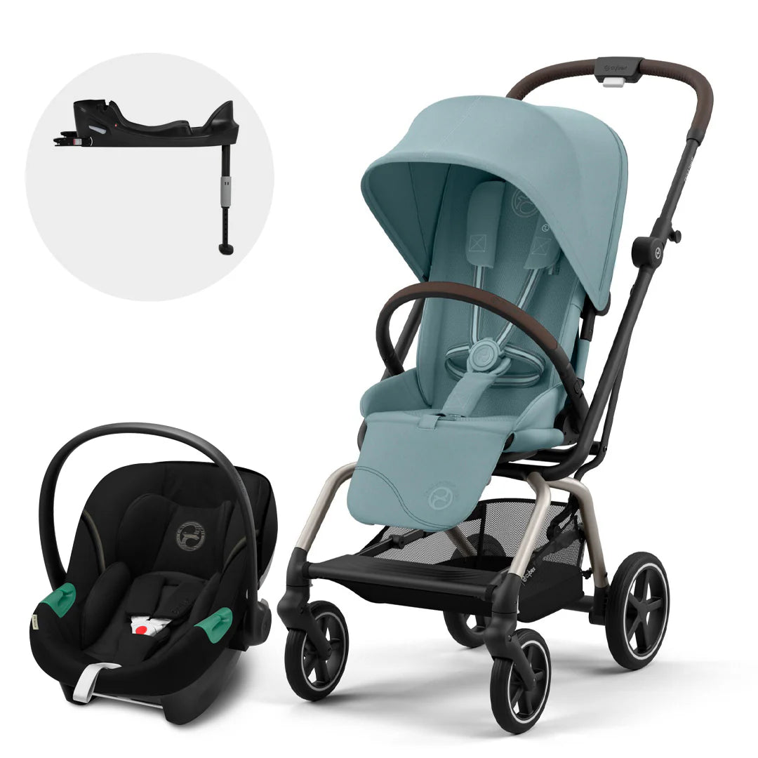 Coche Travel System Eezy Twist+ OPH + Aton S2 + base - Taupe Stormy Blue - Cybex